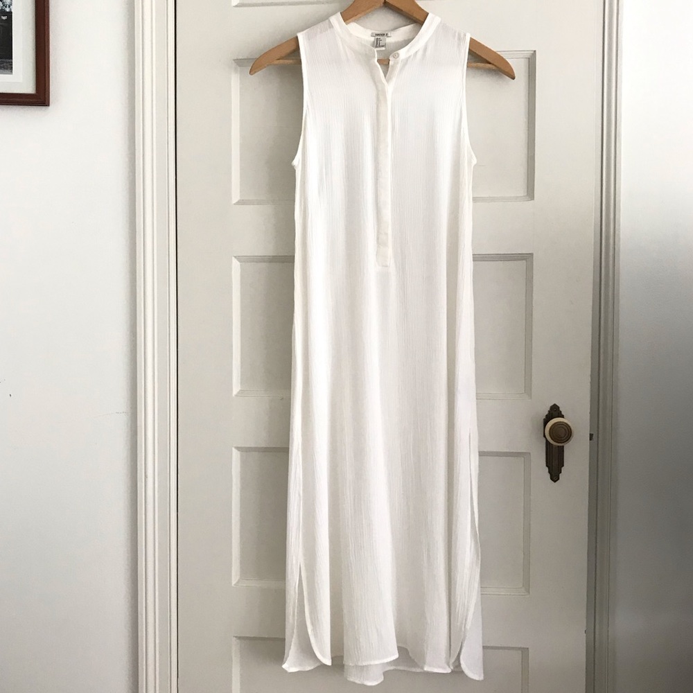 Breezy Crepe Button Slit Maxi Dress